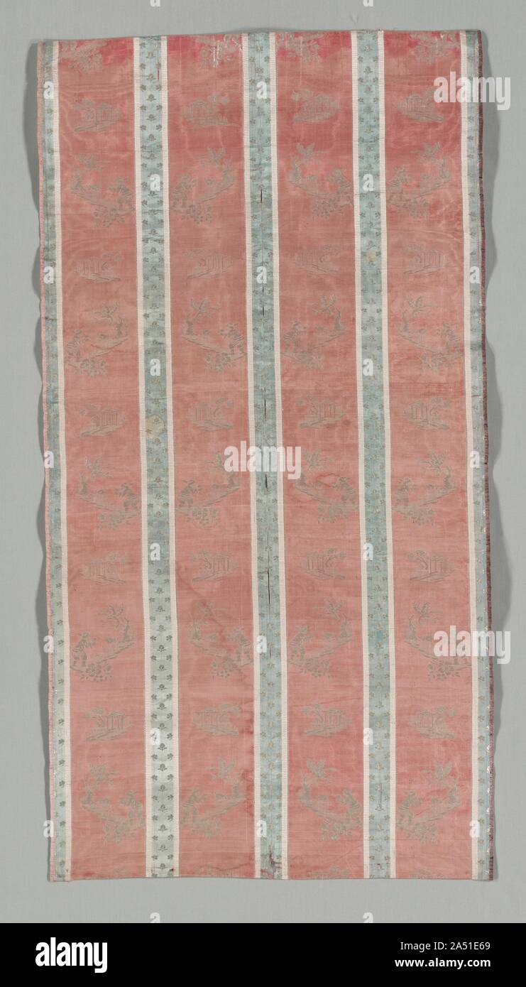 Länge der Textil mit klassischen Ruine in einer Landschaft, die Design, Anfang 1800. Stockfoto