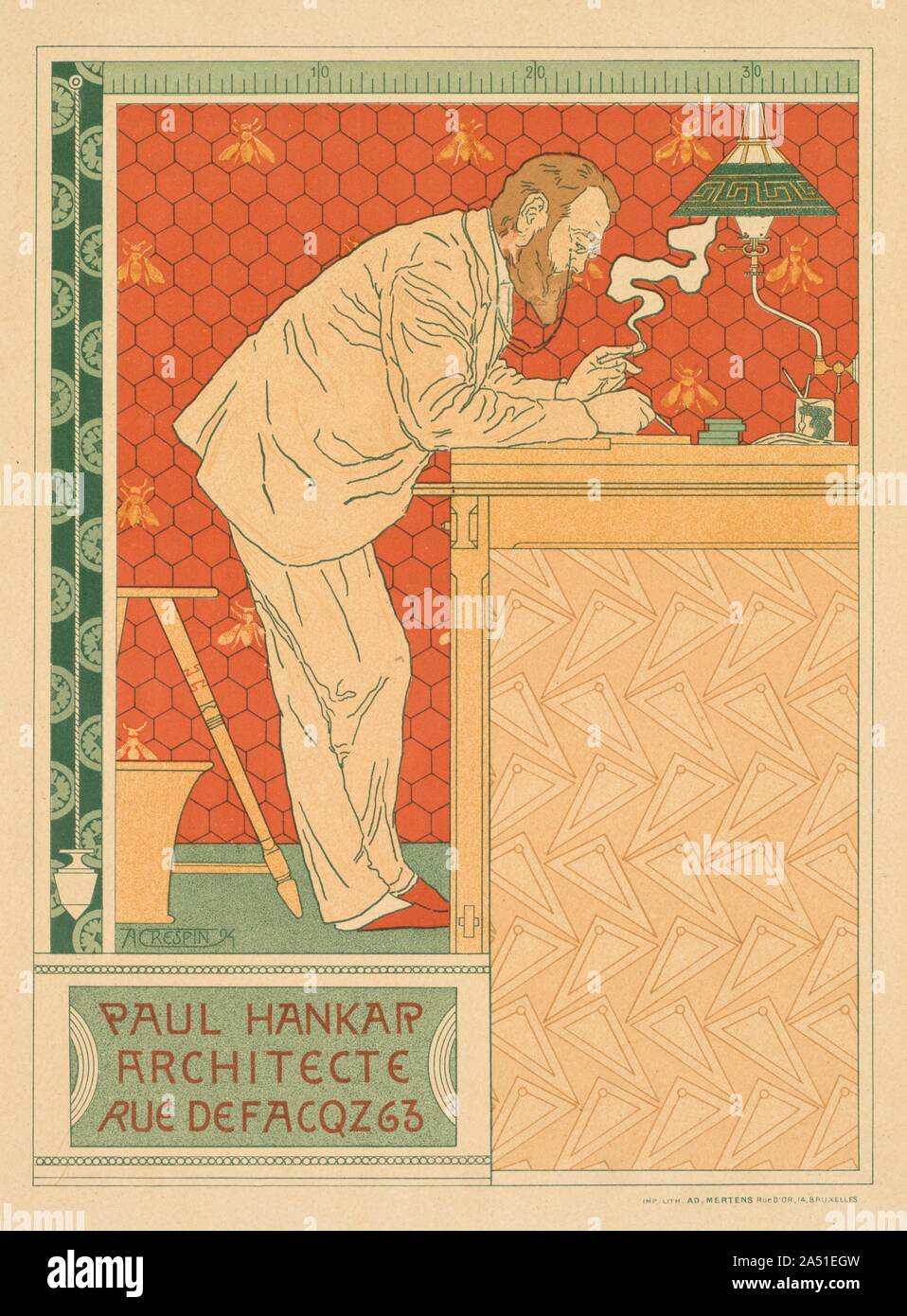 Les Maitres de lAffiche, PL. 91: Paul Hankar, Architecte rue Defacqz in 63, C. 1894. Stockfoto