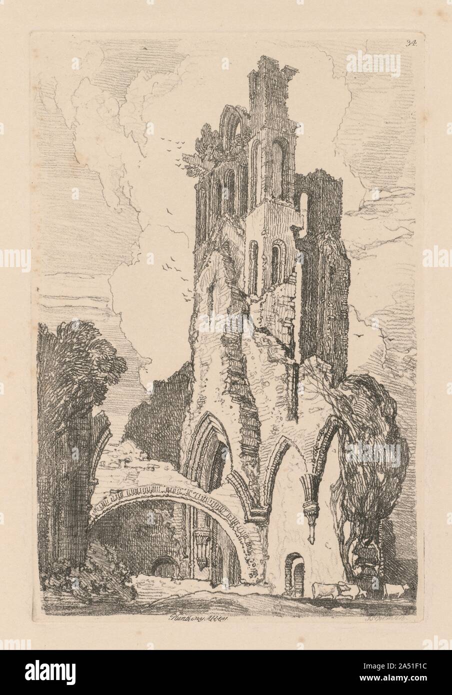 Liber Studiorum: Platte 34, Llanathony Abbey, Monmouthshire, 1838. Stockfoto