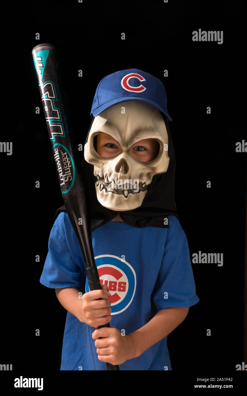 Kind im Baseball halloween kostüm Stockfoto