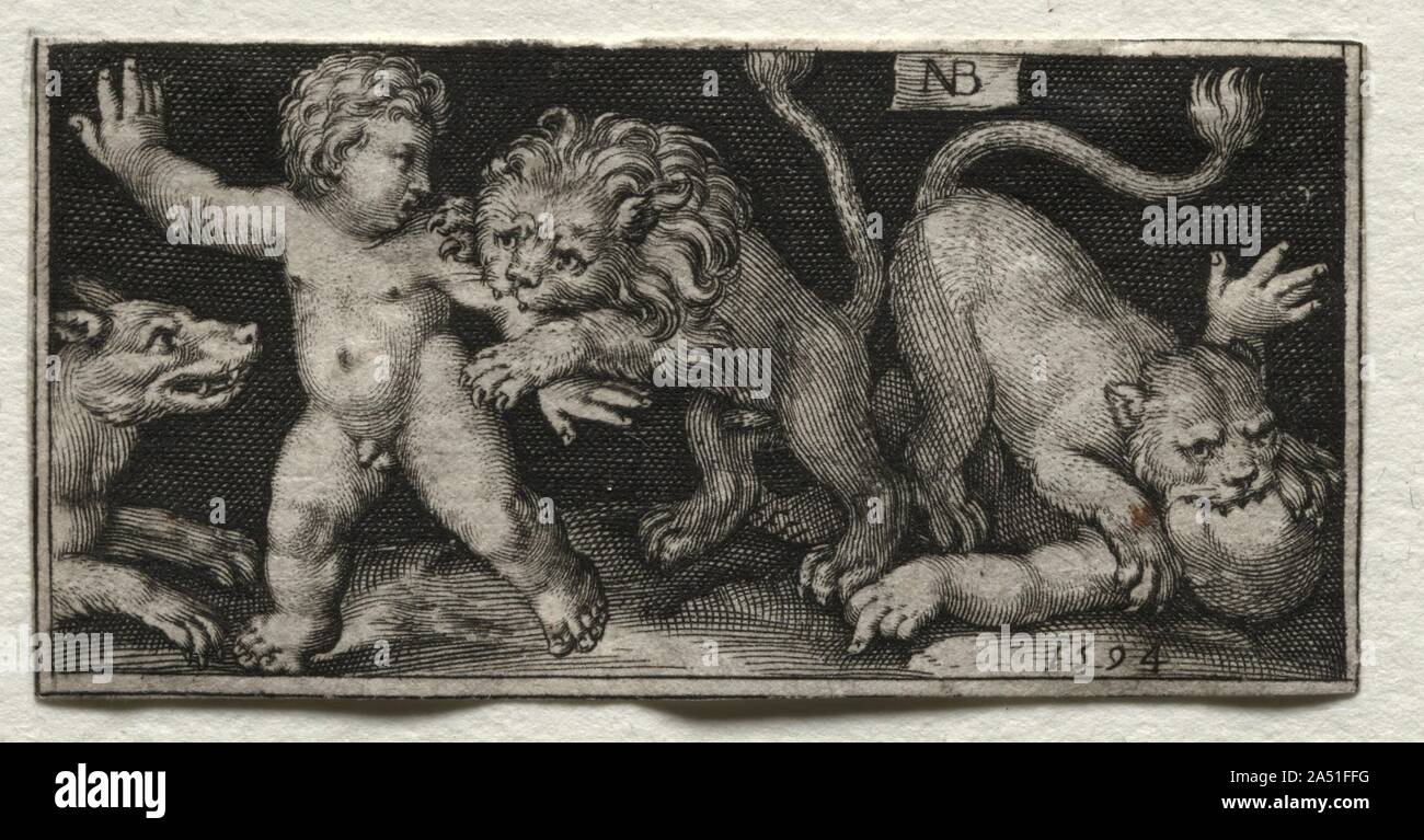 Lions Angriff auf Kinder, 1594. Stockfoto