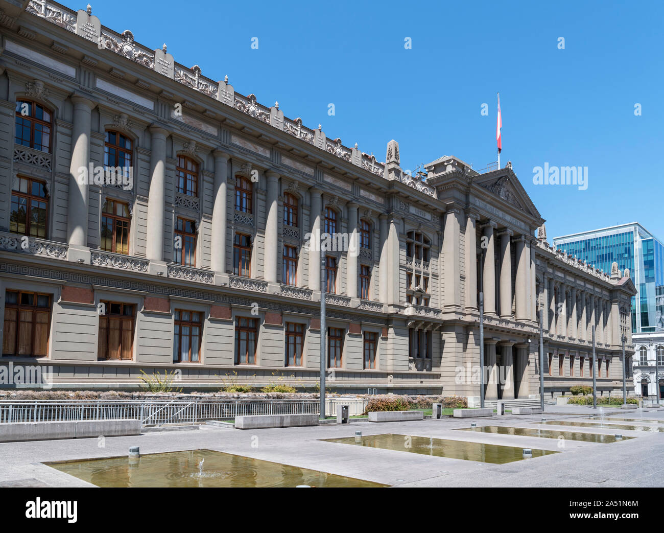 Palacio de los Tribunales de "Justicia (die Justiz Gerichte Palast), die Häuser der Oberste Gerichtshof Chiles, Santiago, Chile, Südamerika Stockfoto
