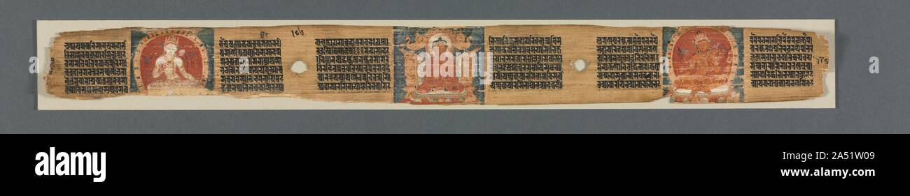 Die Vollkommenheit der Weisheit in Acht tausend Zeilen: Ashtasahasrika Prajnaparamita: gestaltete Blatt, 1119. Stockfoto