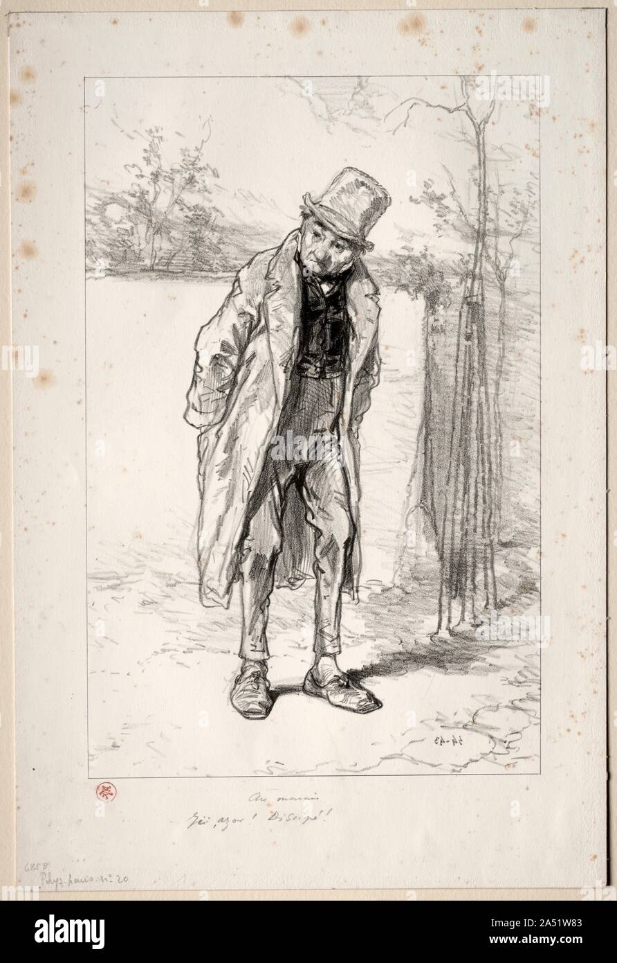 Physionomies Parisiennes: Au Marais. Ici, Azor! Ici!, 1857-58. Stockfoto