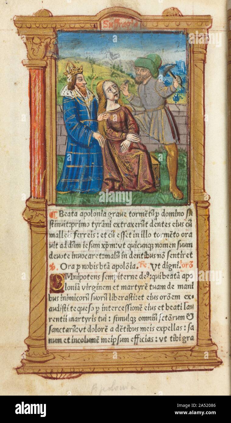 Gedruckte Buch der Stunden (Gebrauch von Rom): fol. 111 v, St. Apollonia, 1510. Stockfoto