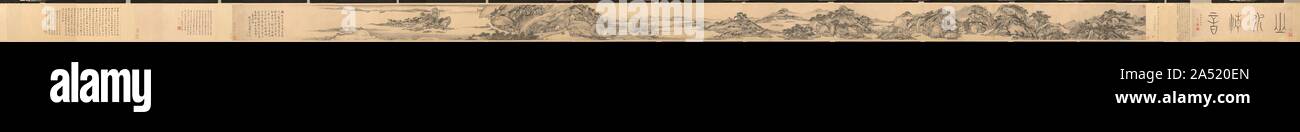 Reine Töne zwischen Hügeln und Gewässern, 1664. Von Xiao Yuncong, im fortgeschrittenen Alter einen bemalt, diese Arbeit weist eine spontane Wirkung von Leichtigkeit, mit einer rauhen Kühnheit, die von anderen Stil des Künstlers, gekerbter Berge mit sorgfältig artikuliert brushwork unterscheidet. Ein demütiger Retreat inmitten pflanzte Kiefern ist vor dem Hintergrund der großen Berge und Flüsse. Eine Stimmung der Ruhe Echos diese poetische Zeilen in der Künstler &#x2019;s Inschrift: Die unzähligen Sounds für eine Zeit schweigen und ein unbedeutendes Breeze fällt ein reiner Ton. Niemand kann dieses Gefühl beschreiben, und wer könnte dies beurteilen Stockfoto