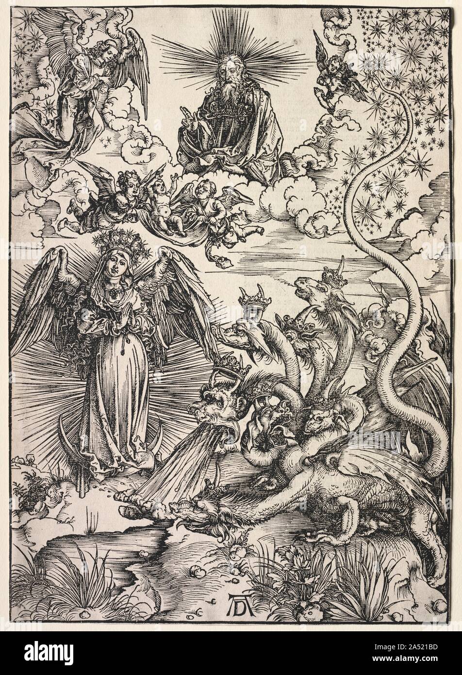 Offenbarung des Johannes: Die Frau, mit der Sonne bekleidet, 1511. Stockfoto