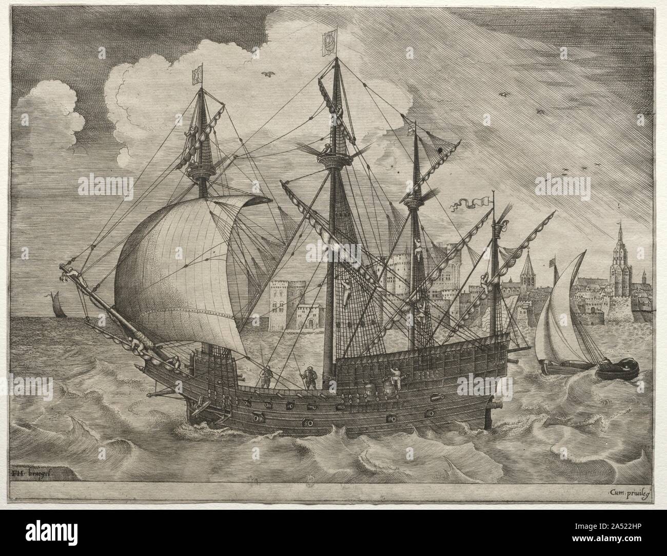 Segelschiffe: Bewaffnete Four-Master heraus zum Meer, 1561-65. Stockfoto
