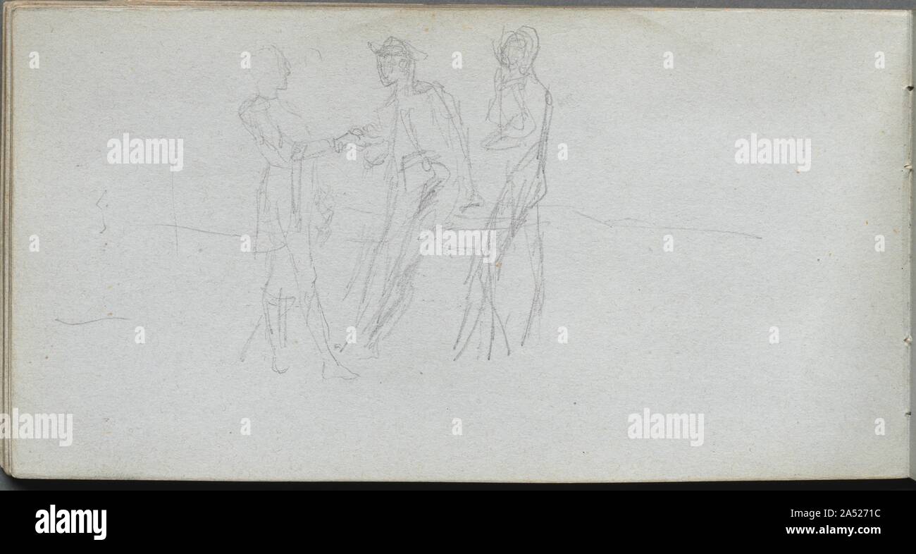 Sketchbook, Seite 42: drei Figuren. Stockfoto