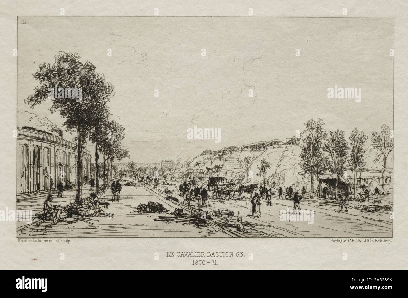 Souvenirs artistiques du Si&#xe8;ge de Paris: Le Bastion Cavalie (63), 1870-71. Stockfoto