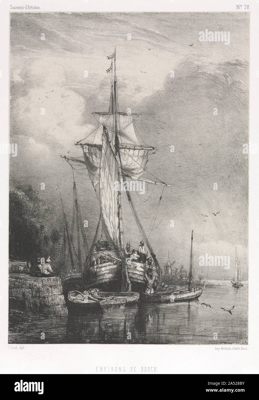 Souvenirs d Artistes (Nr. 78): Sechs Marines: Umgebung von Rouen, 1832. Stockfoto