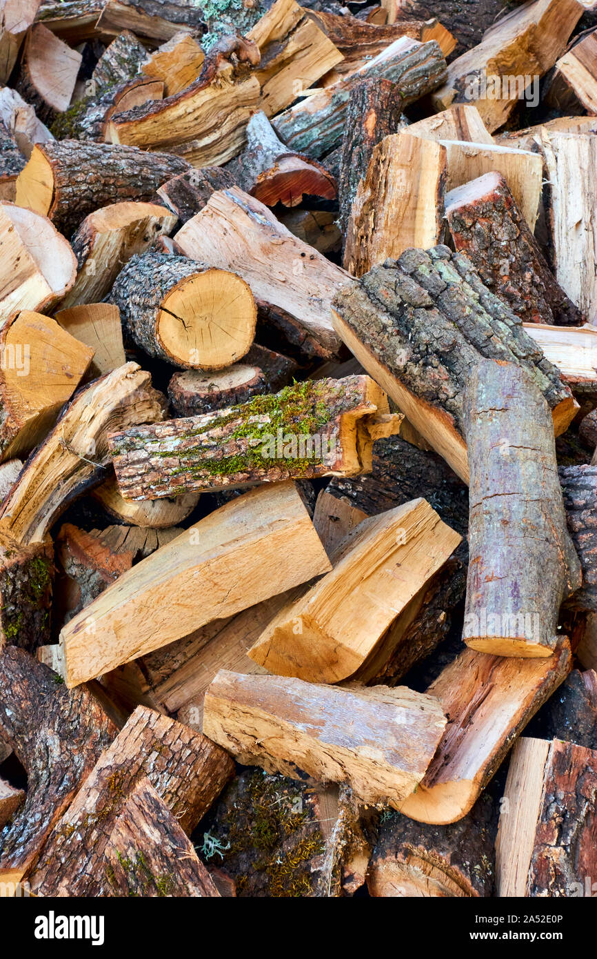 Brennholz - Haufen trockenes Holz Protokolle close-up Stockfoto