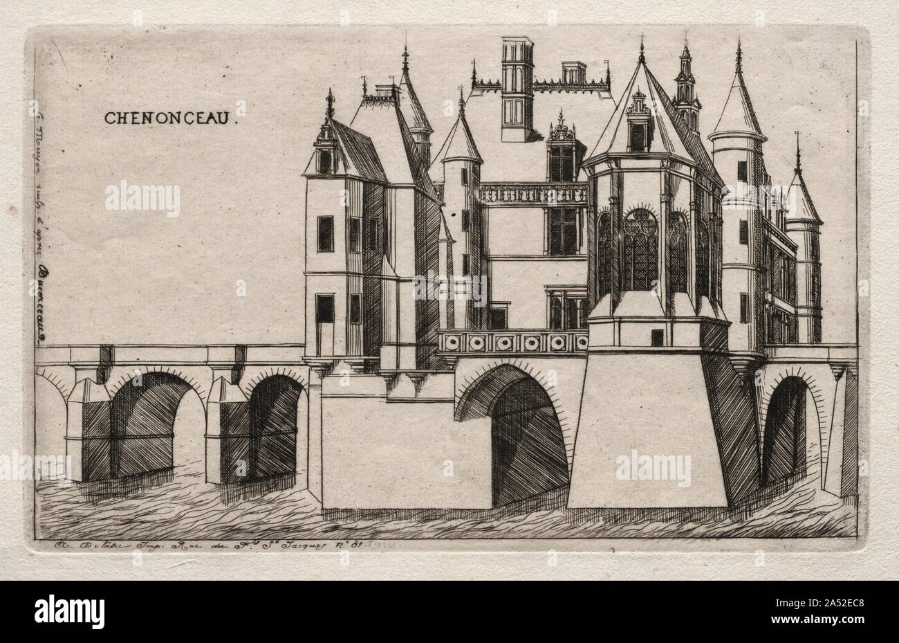 Schloss Chenonceau, 1856. Stockfoto