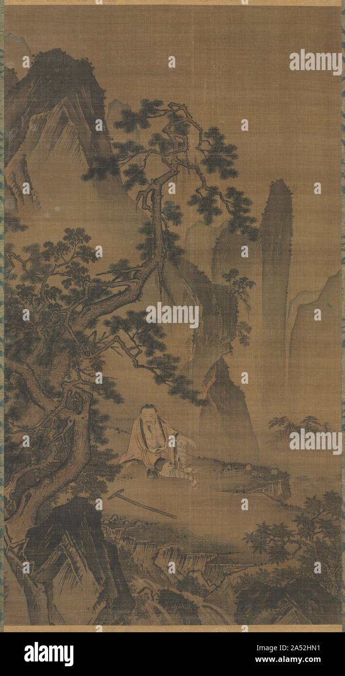 Der Eremit Xu sie ruhen von einem Bach, 1400. Der Gegenstand dieser Malerei, Xu Sie, ist eine alte würdig und reclusive Abbildung, die, wenn der Thron durch den legendären Kaiser Yao, er weigerte sich und wurde zu einem Landwirt im Rahmen Mount Ji angeboten. Und als der Kaiser ihm angeboten ein Post beaufsichtigt die Neun Gebieten (wie China war in der Antike bekannt), ging er auf den Fluss Ying seine Ohren von solch eine unerfreuliche Angelegenheit zu reinigen. Dieses Gemälde zeigt Xu Sie an der Seite eines Flusses, ruhig und gelassen. Stockfoto