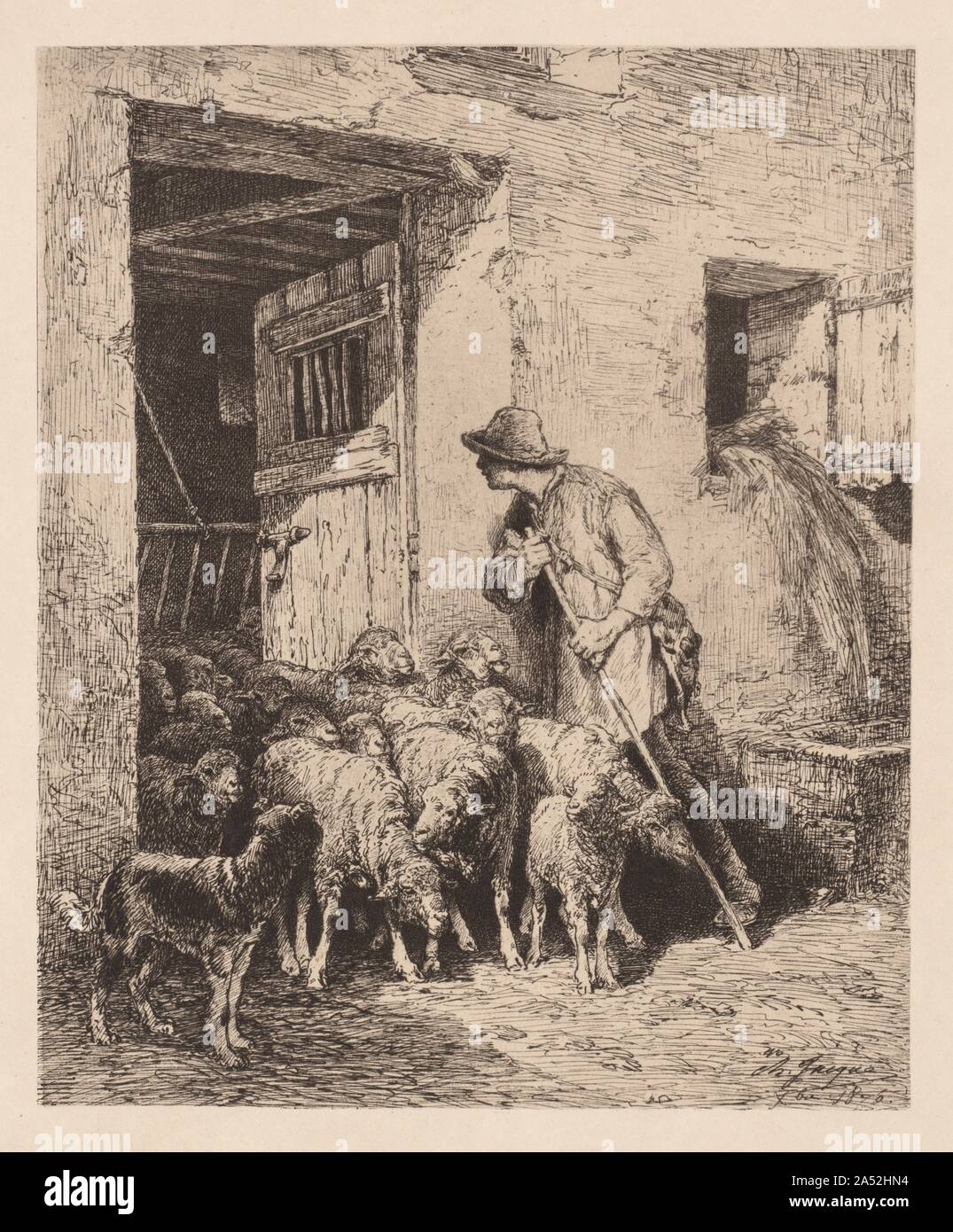 Die Herde verlässt (La Sortie du Troupeau), 1876. Stockfoto