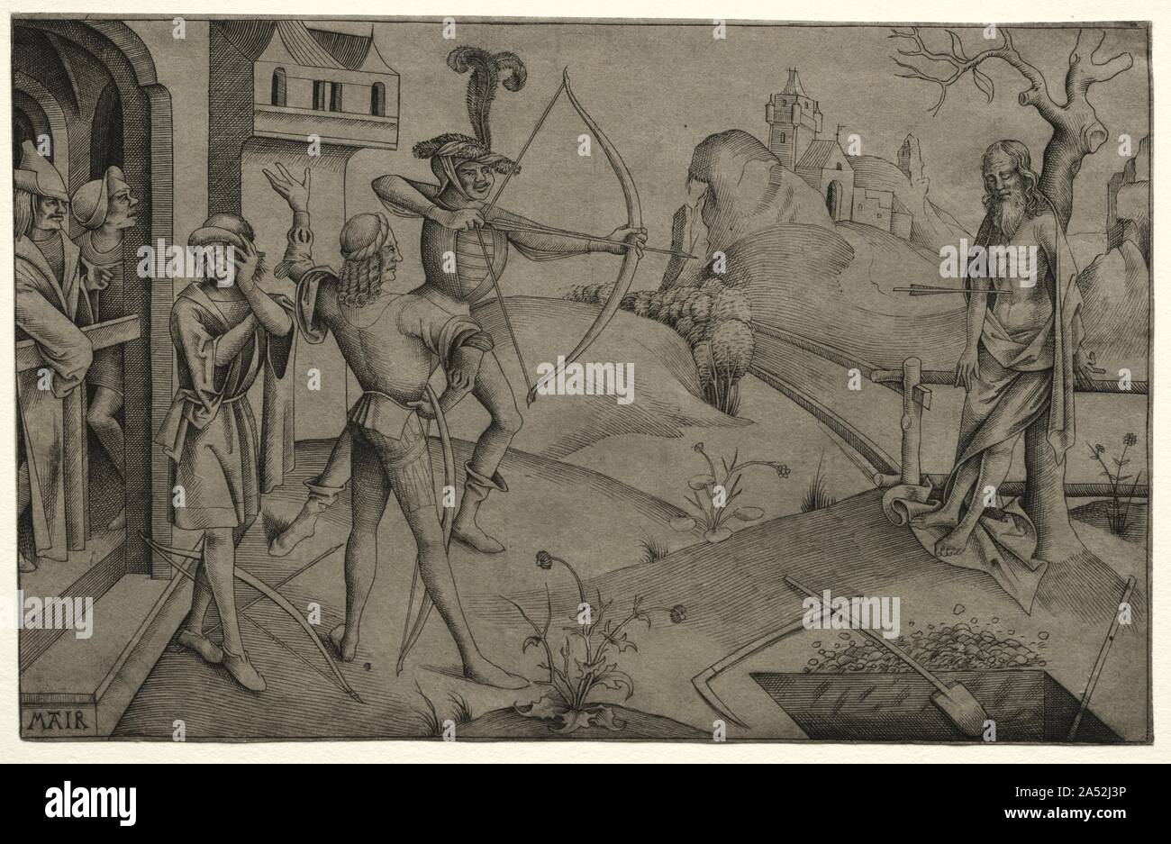 Des Königs Söhne Schießen auf Körper ihrer toten Vater, 1495-1504. Stockfoto