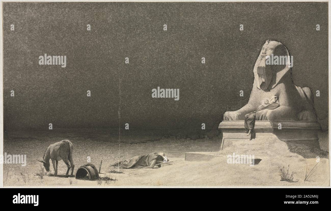 Die Ruhe auf der Flucht nach Ägypten (recto); Skizze einer Sphinx [?] (verso), C. 1879-80. Stockfoto