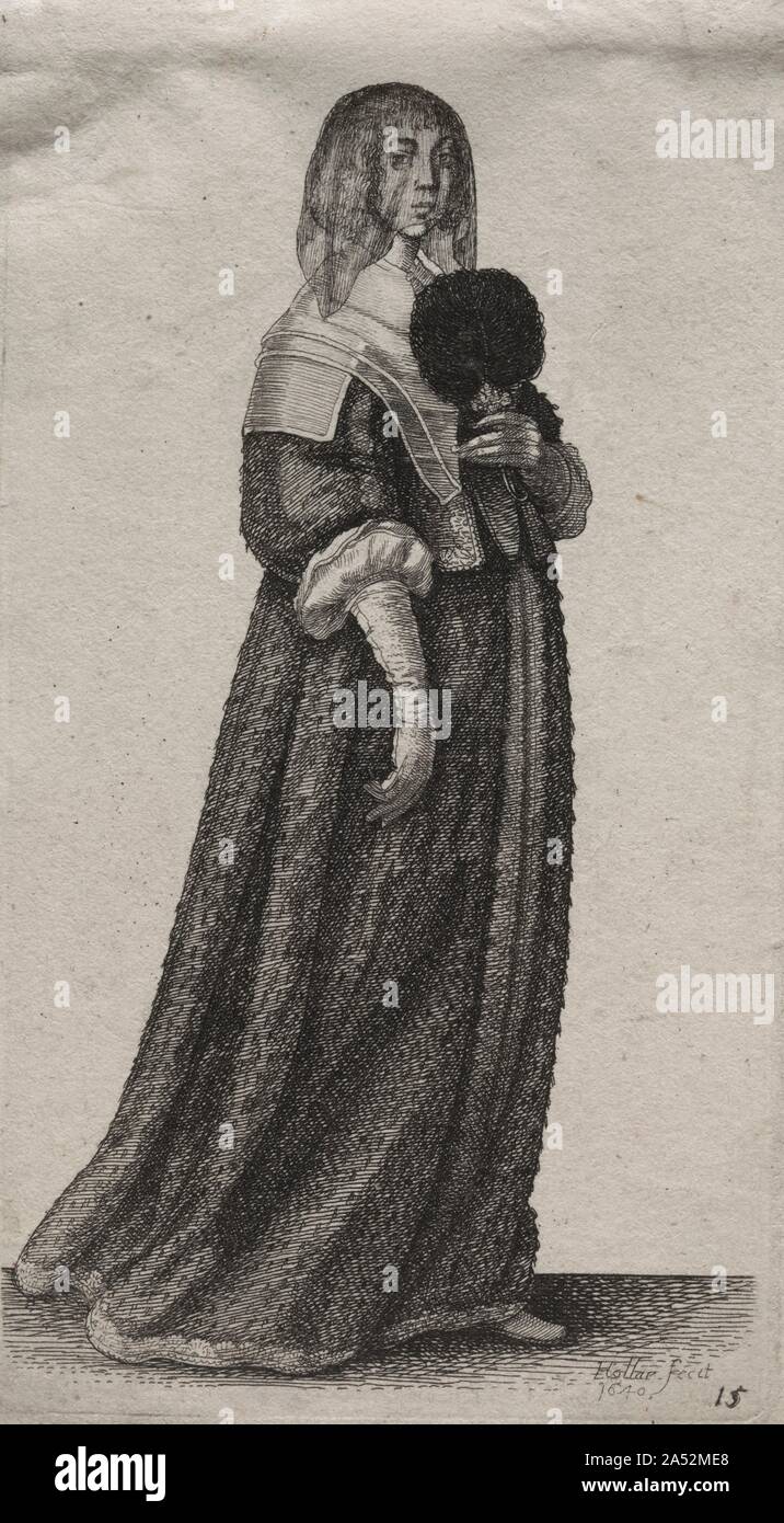Die verschiedenen Gewohnheiten der englischen Frauen, von Adel der Land Frauen, wie sie in diesen Zeiten: Die verschleierte Frau, 1640. Stockfoto