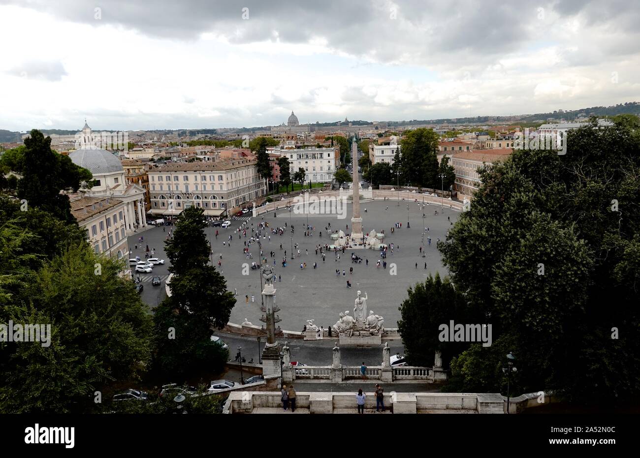 Piazza del Popolo in Rom, Italien, von der Villa-Borgese-meerespreis gesehen Stockfoto