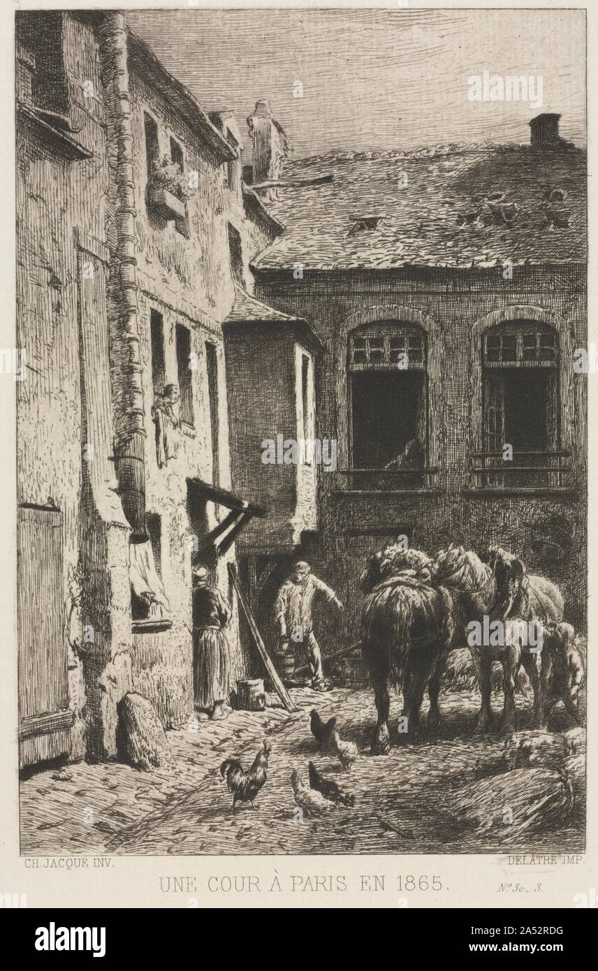 Une Cour&#xe0; Paris, 1865. Stockfoto