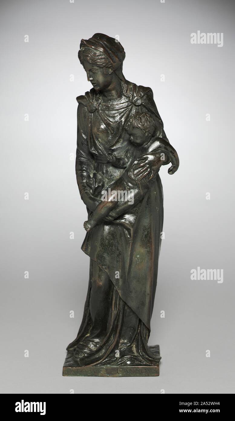 Jungfrau und Kind, Anfang 1530. Maria &#x2019;s classicizing Kopf und die relativ raue Oberfläche sind Merkmal der norditalienischen Renaissance Skulptur. Künstler selten unterzeichnet Bronzen in diesem Zeitraum, so Sansovino &#x2019;s Name auf der Basis zeigt diese Arbeit &#x2019;s Bedeutung, obwohl der Patron hat noch nicht identifiziert werden. Im Vergleich zu den Herkules und die Hydra hinter Ihnen, diese Skulptur gemeint war nur von vorne, typisch für Renaissance Skulptur in den frühen 1500s zu sehen. Stockfoto