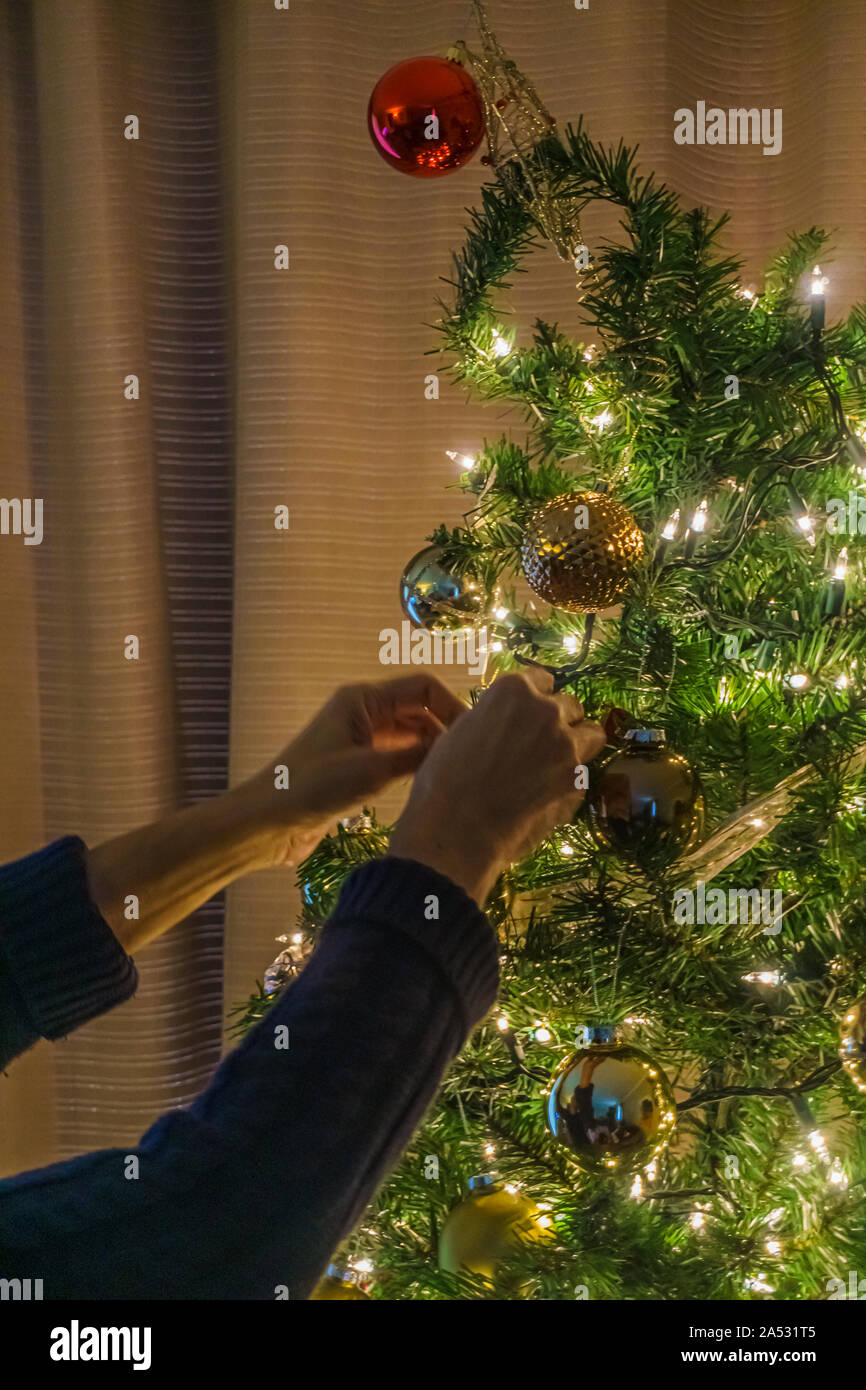 Dekoration Weihnachtsbaum für die Ferienzeit Stockfoto