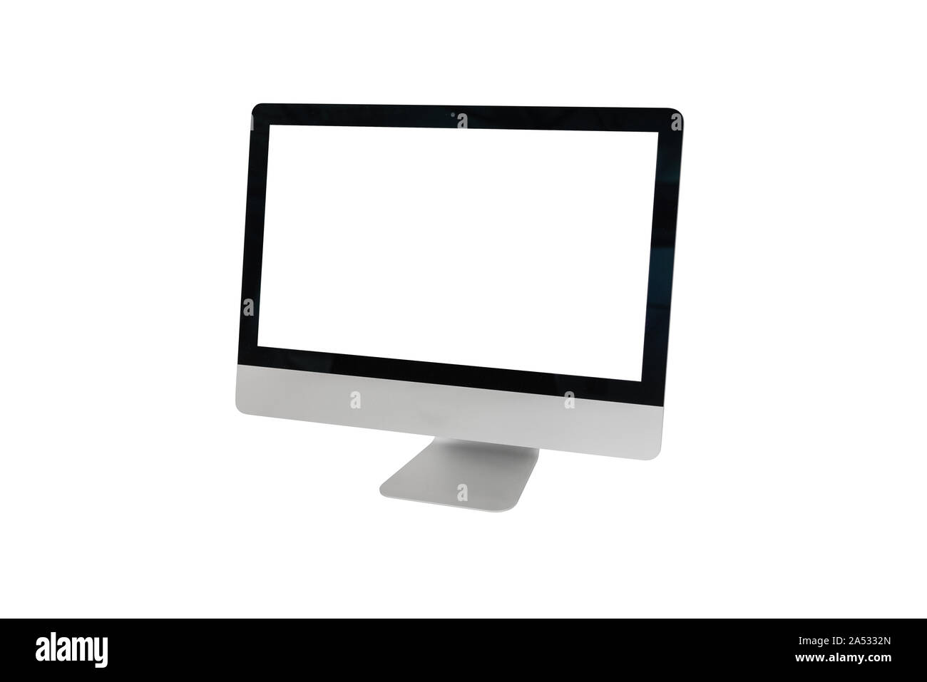 Isolierte Computer Display in Weiß mit isolierten Bildschirm für App oder Web site Förderung. Stockfoto