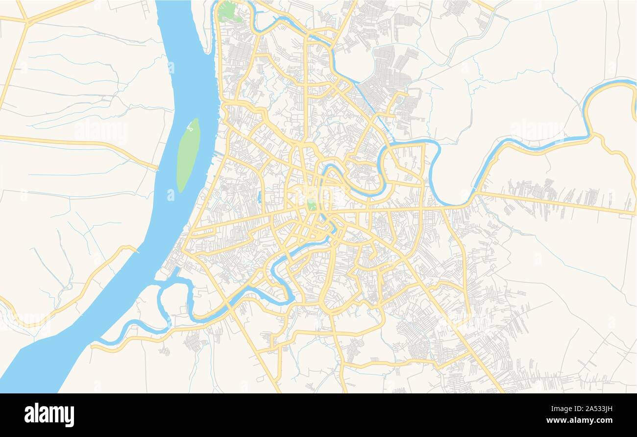 Druckbarer Stadtplan Banjarmasin, Provinz South Kalimantan, Indonesien. Karte Vorlage für die geschäftliche Nutzung. Stock Vektor
