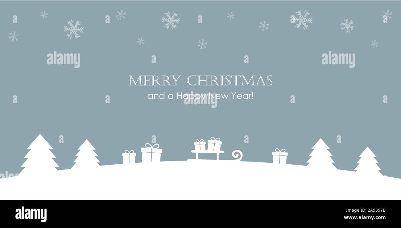 Weihnachten Grußkarten mit Tannen Geschenke und Schneefall Vektor-illustration EPS 10. Stock Vektor