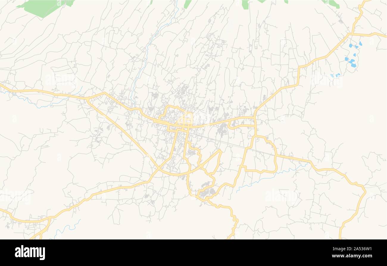 Druckbarer Stadtplan Sukabumi, Provinz West Java, Indonesien. Karte Vorlage für die geschäftliche Nutzung. Stock Vektor