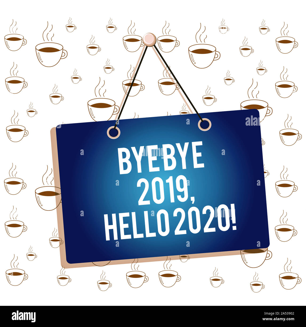 Schreiben Hinweis Übersicht Bye Bye 2019 Hallo 2020. Business Konzept für Abschied von letztes Jahr und begrüßen eine andere gute ein Memo Erinnerung leer Boar Stockfoto