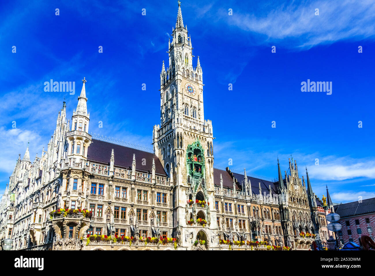 Blick auf das Rathaus in der Innenstadt von München, Deutschland Stockfoto