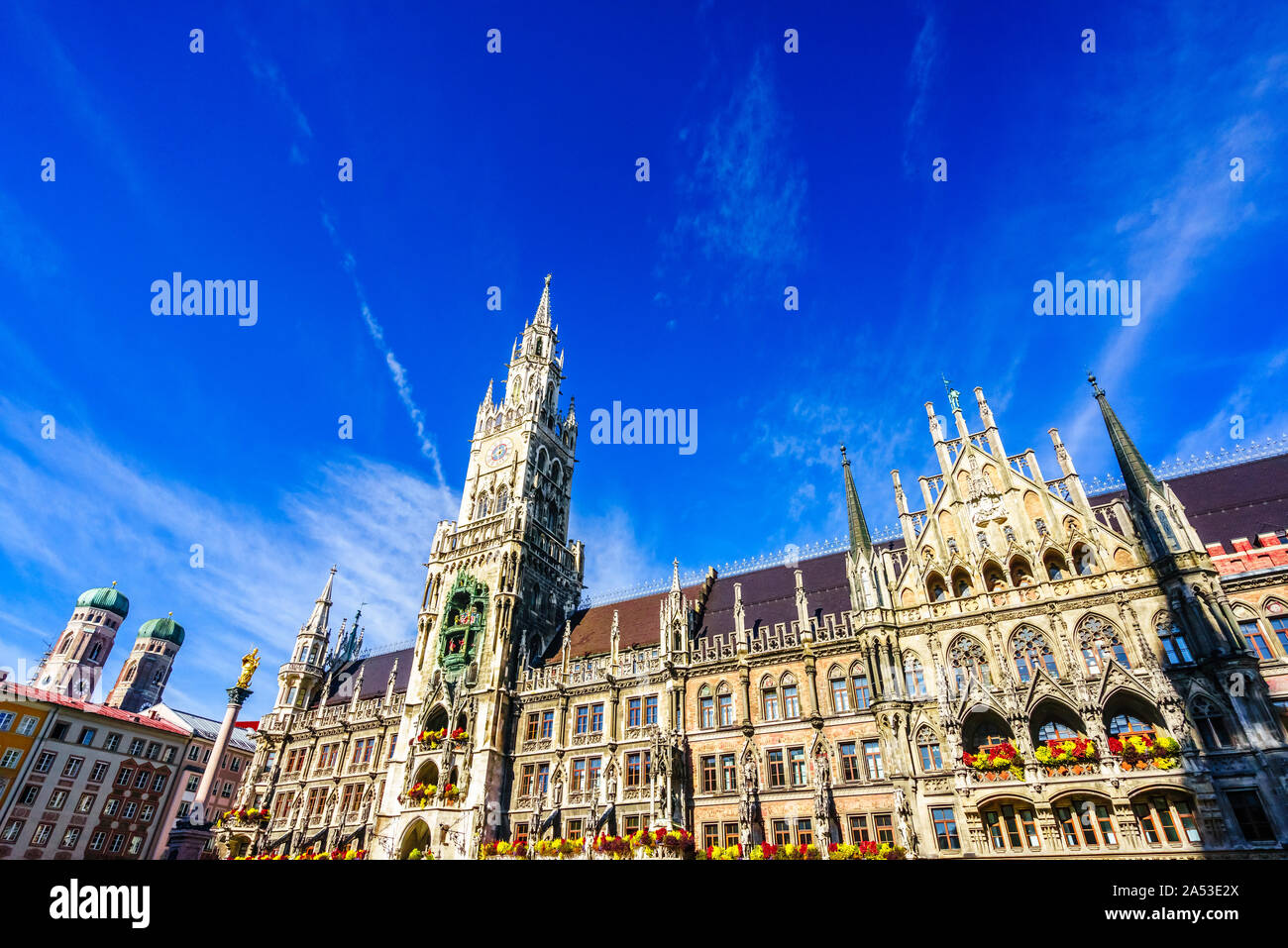 Blick auf das Rathaus in der Innenstadt von München, Deutschland Stockfoto