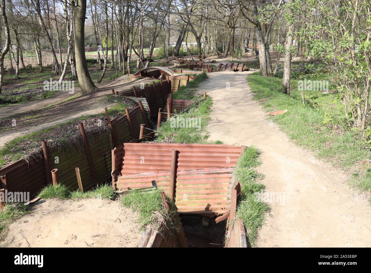 Schützengräben im Sanctuary Wood First Worls war Museum in Hill 62 in der Nähe von Ypern / Ieper Flanders Stockfoto