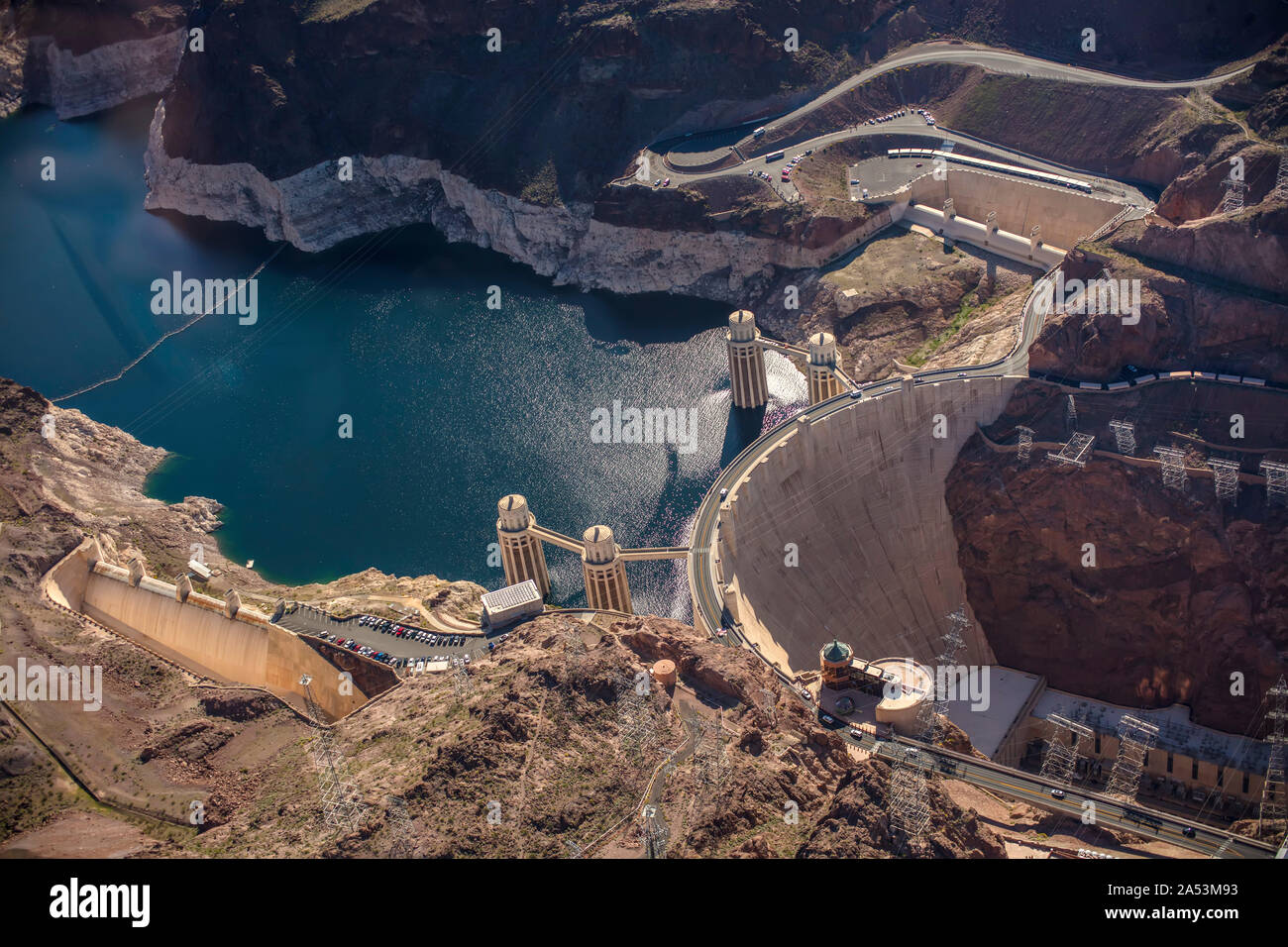 Hoover Dam Antenne Stockfoto