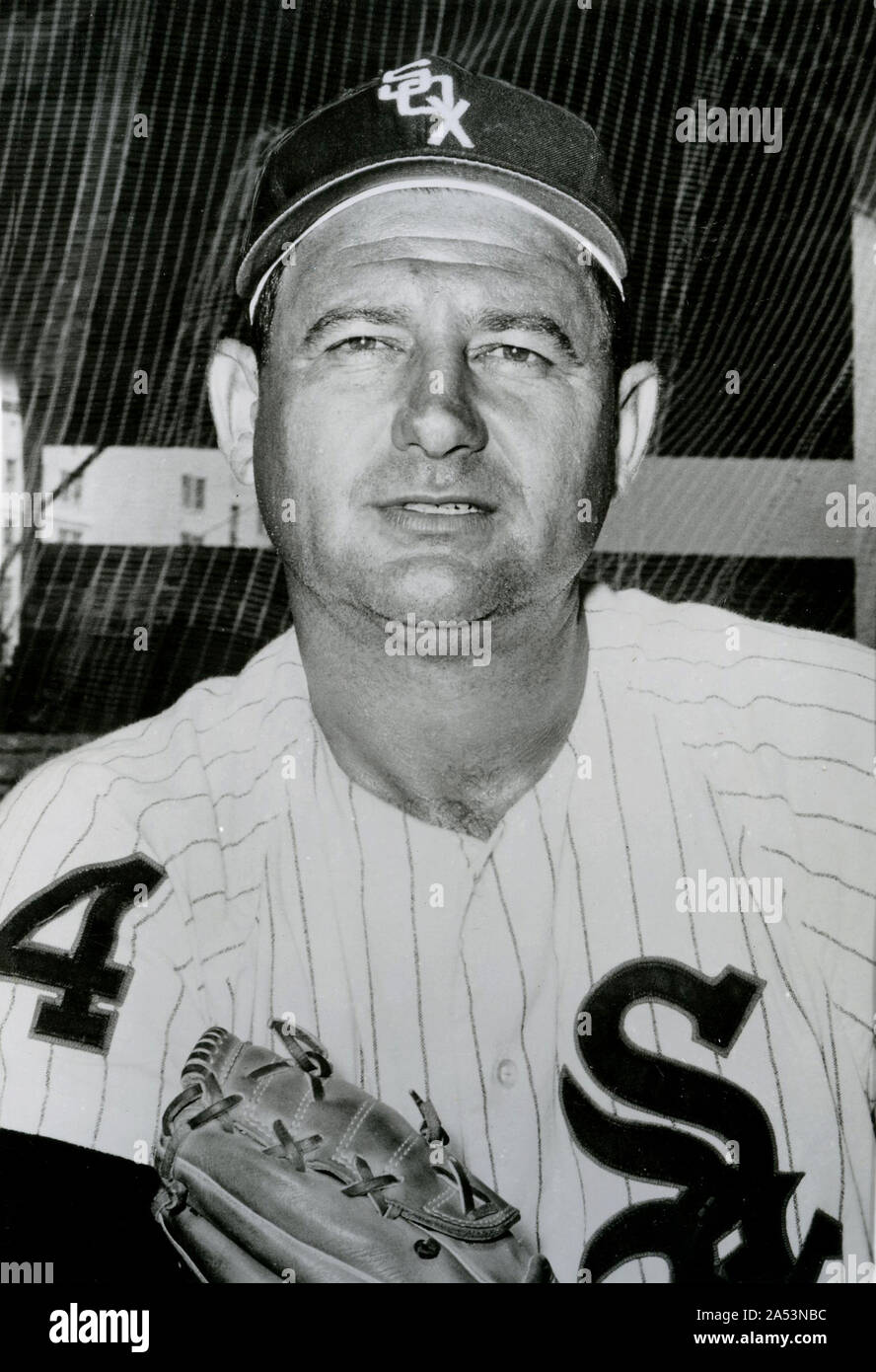 Vintage schwarz-weiß Foto von Hall of Fame Baseball spieler Früh Wynn, die in den 1950er Jahren gespielt und 60er. Stockfoto