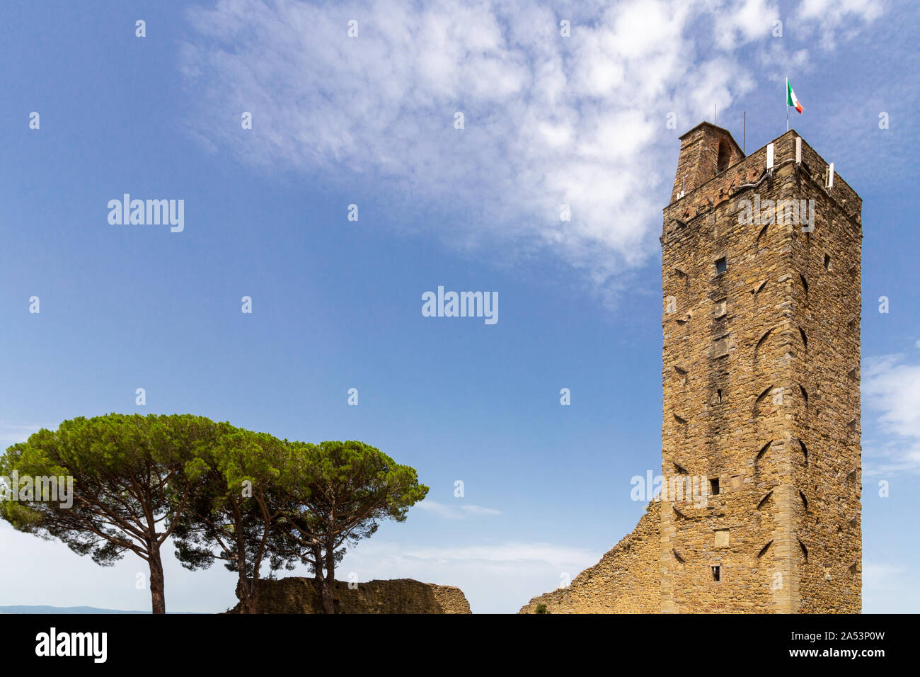 Torre del Cassero, einem mittelalterlichen Turm in Castiglion Fiorentino, Toskana, Italien Stockfoto