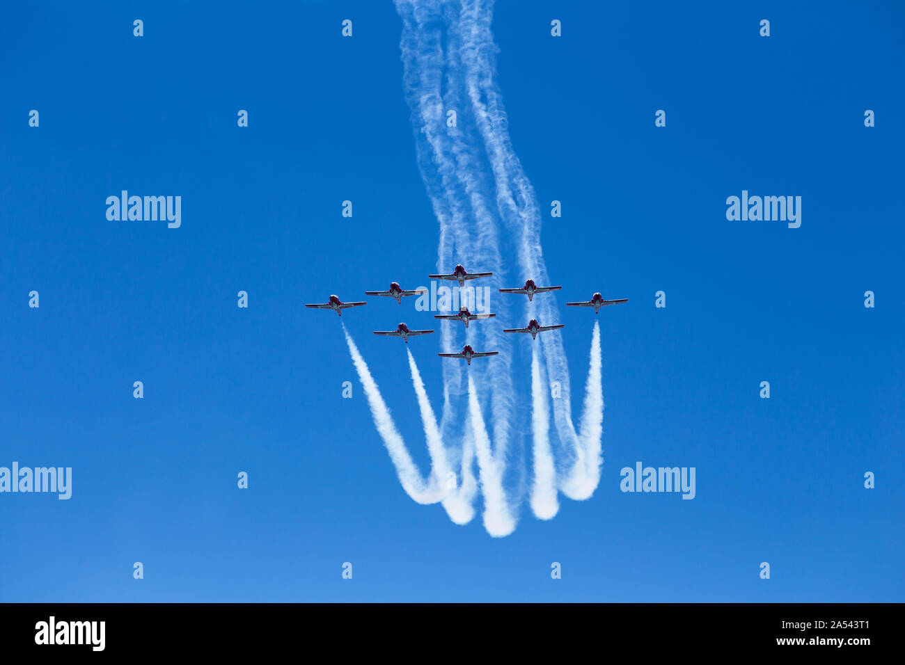 Royal Canadian Air Force die Snowbirds. Die in der 2019 grossen Pazifischen Airshow Huntington Beach Kalifornien USA. Die größte Airshow in den USA Stockfoto