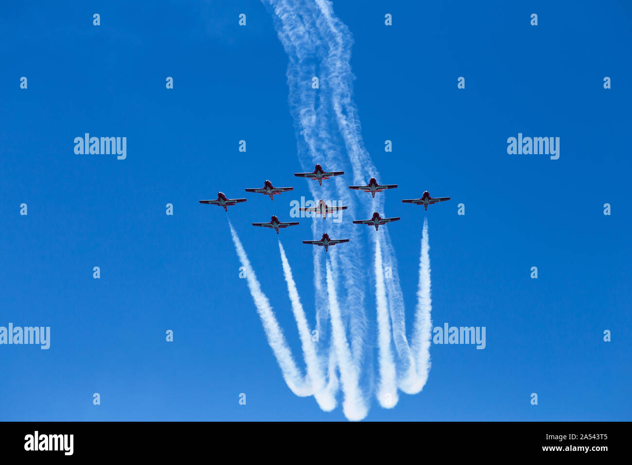 Royal Canadian Air Force die Snowbirds. Die in der 2019 grossen Pazifischen Airshow Huntington Beach Kalifornien USA. Die größte Airshow in den USA Stockfoto