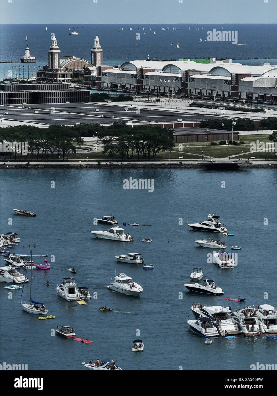 Sommer Spaß auf Boote am Lake Michigan in Chicago Stockfoto