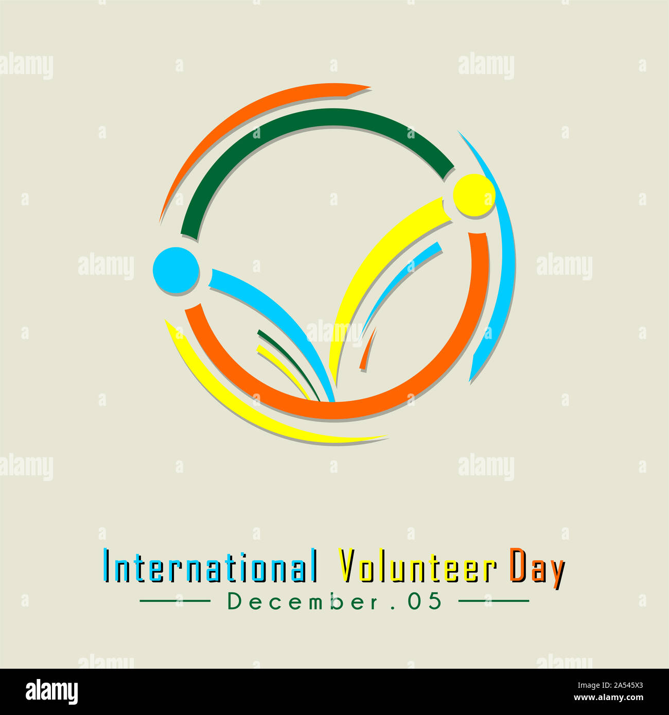 International Volunteer Day Typografie mit Freiwilligen Symbol Stockfoto