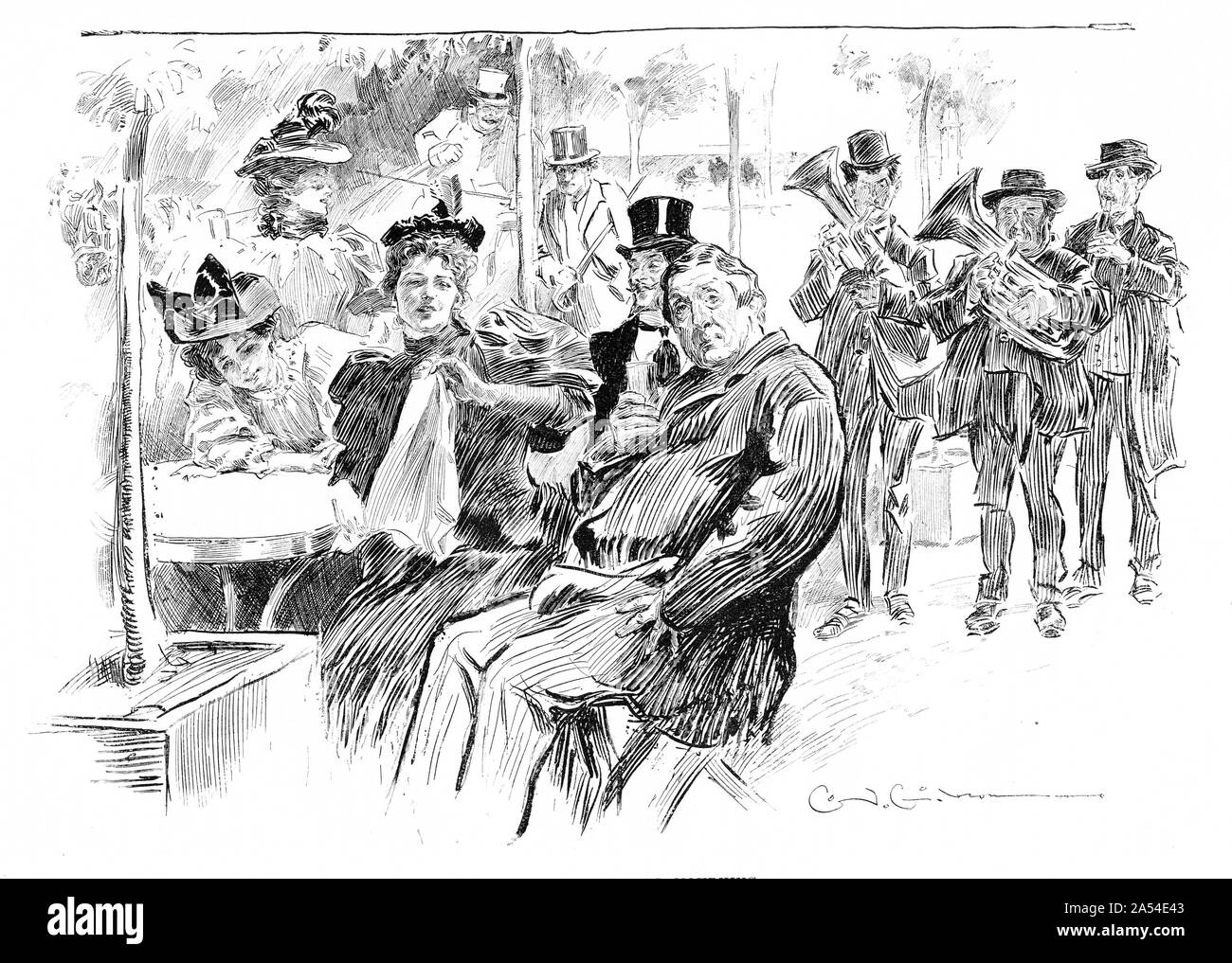 Gravur der Förderer ihre Zeit geniessen vor einem Cafe in Paris. Von Harper's Magazine 1895 Stockfoto
