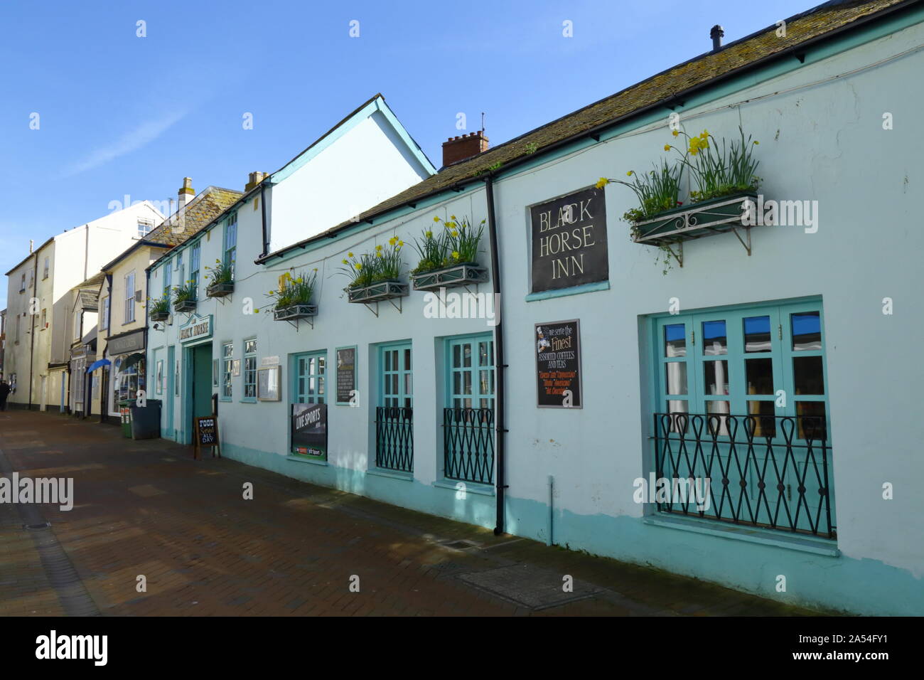 Black Horse Inn in Fore Street in Honiton, Devon Stockfoto