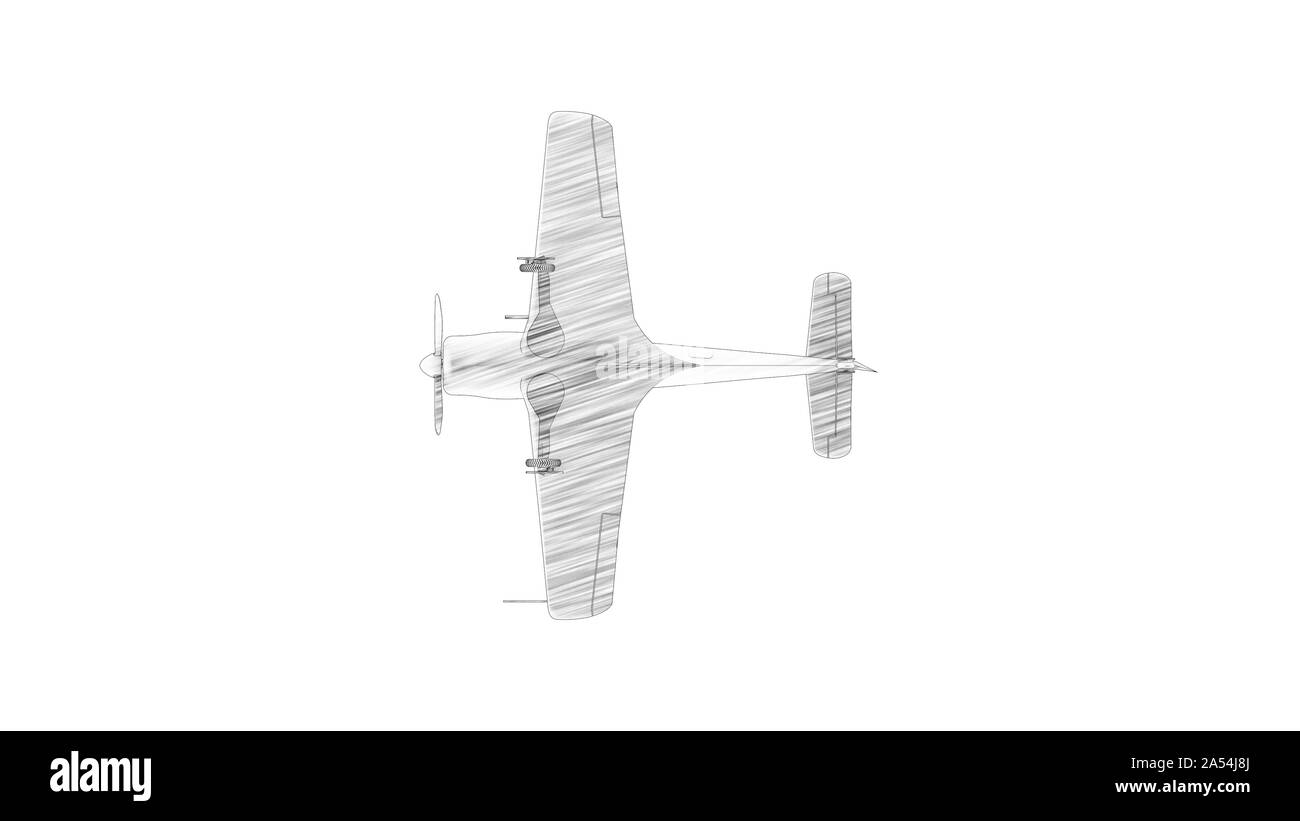 Linie Abbildung eines Weltkrieges 2 Flugzeug auf weißem Hintergrund Stockfoto