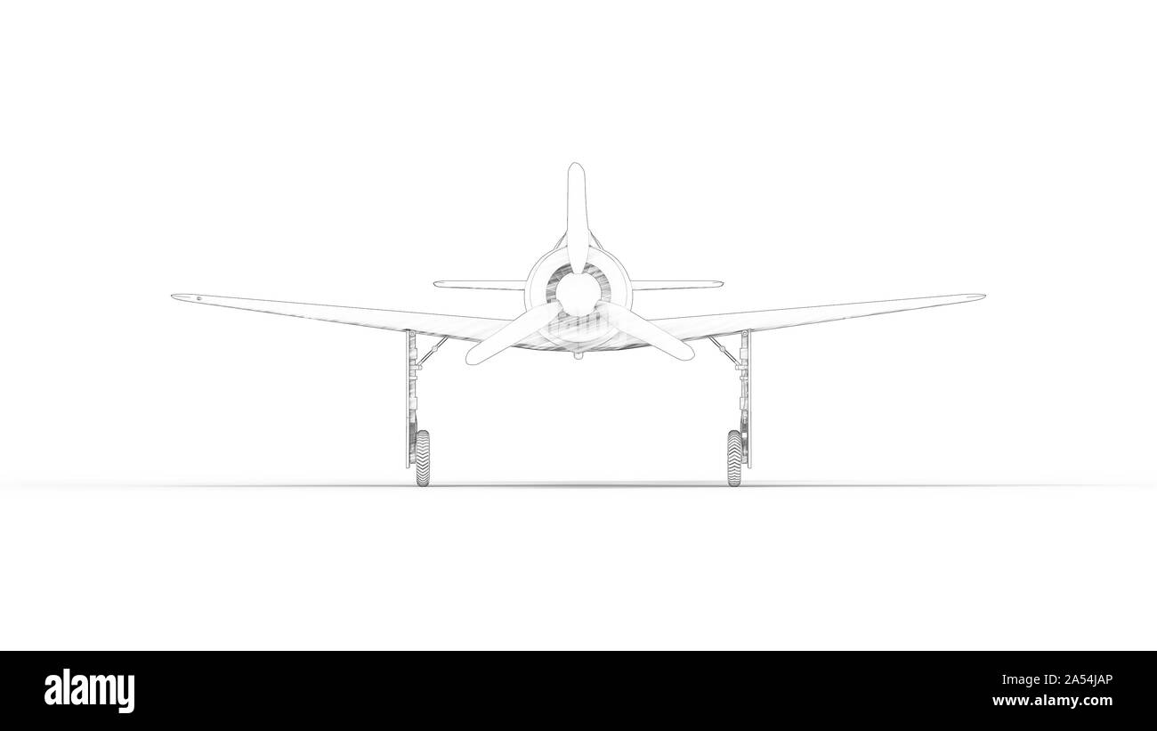 Linie Abbildung eines Weltkrieges 2 Flugzeug auf weißem Hintergrund Stockfoto