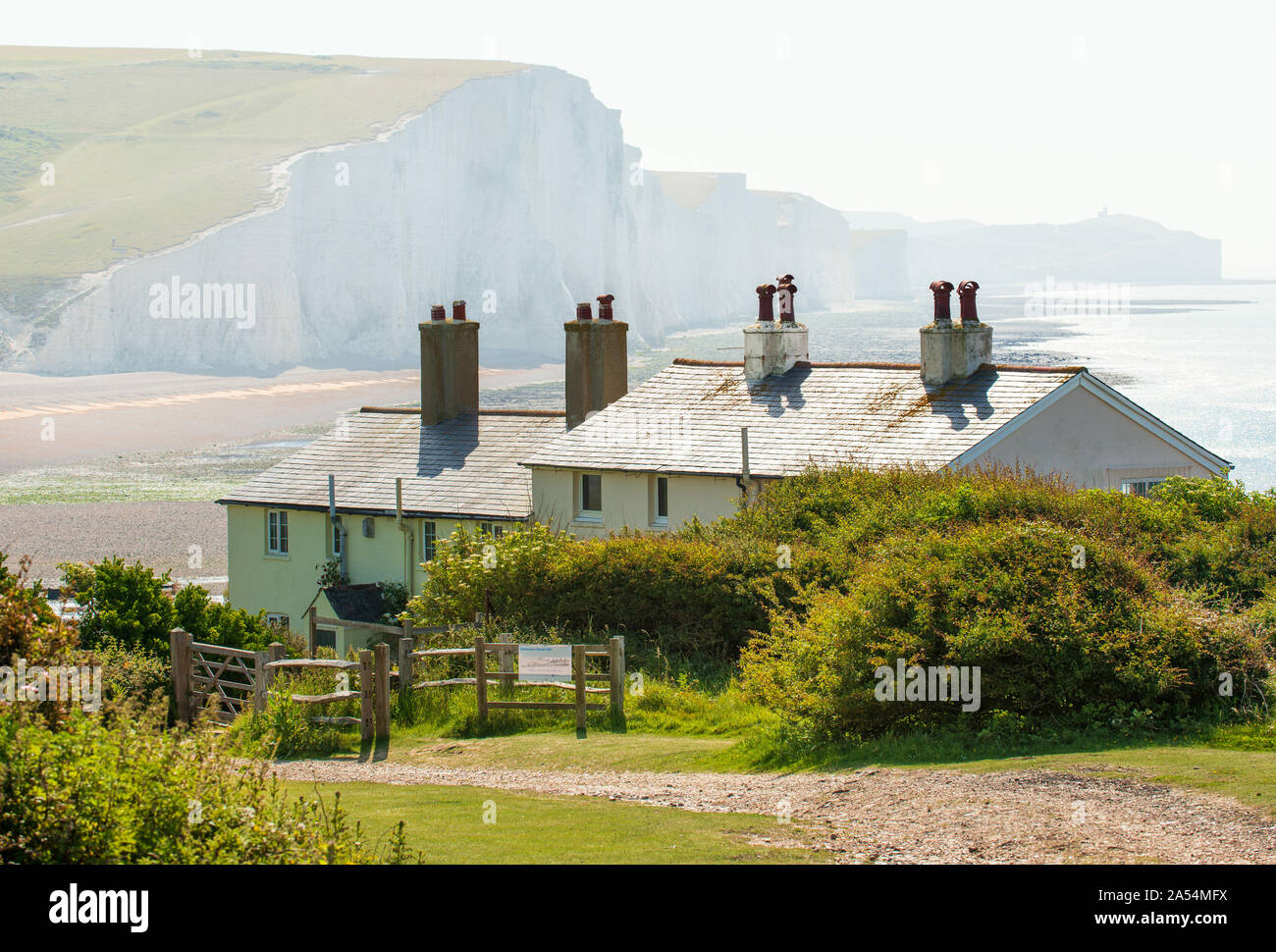 Küstenwache Cottages, Seaford Head, Sussex Stockfoto