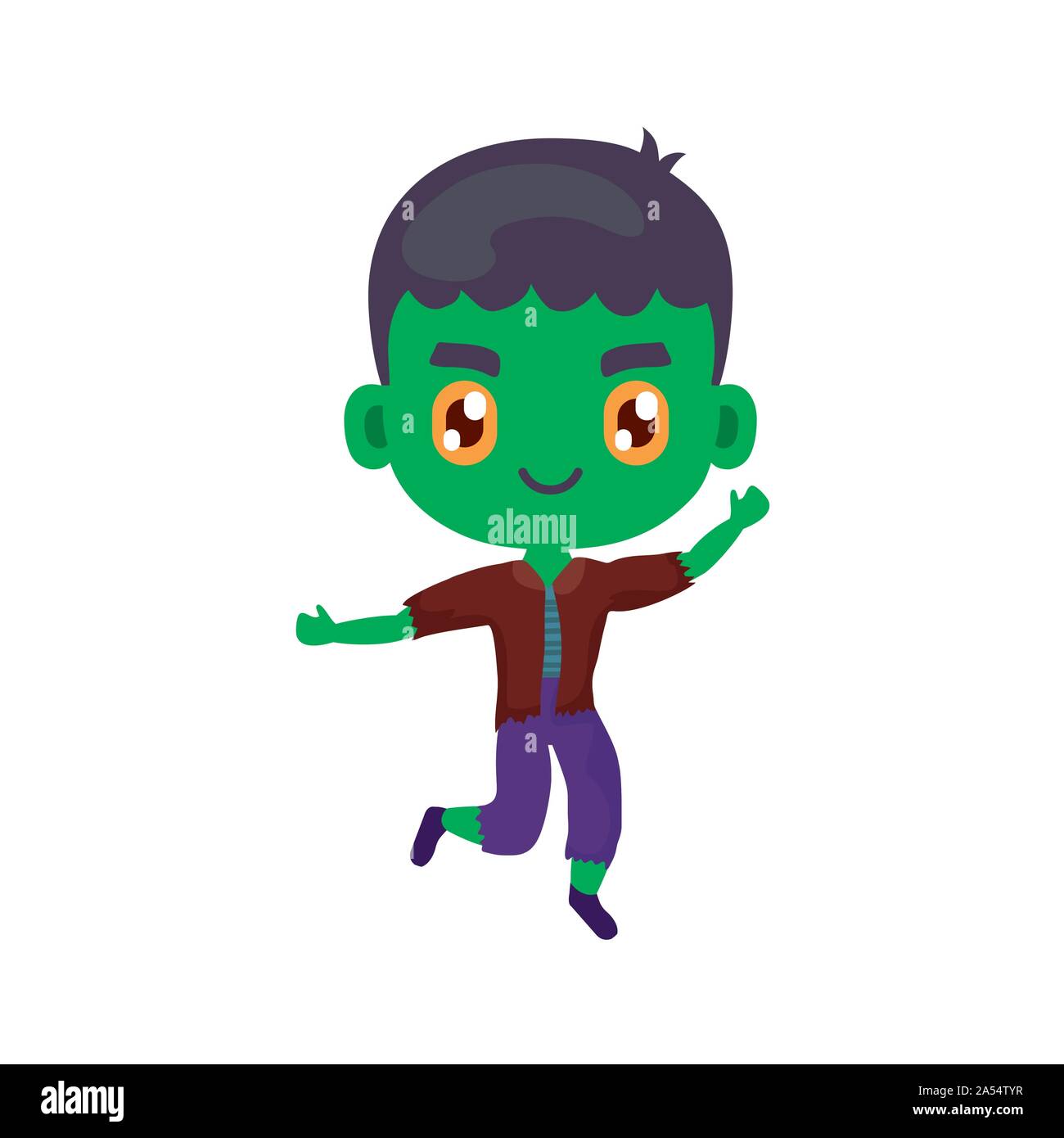 Süße Junge verkleidet von Frankenstein auf weißem Hintergrund Vector Illustration Design Stock Vektor