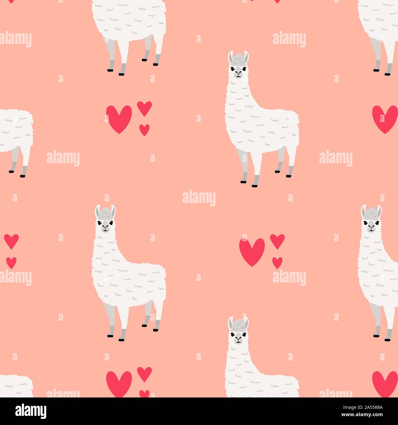 Weiß Lama Muster. Bunte Vektor illustration Stock Vektor