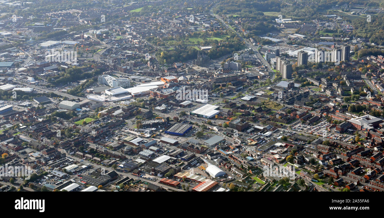 Luftaufnahme von Rochdale Town Centre, Großbritannien Stockfoto
