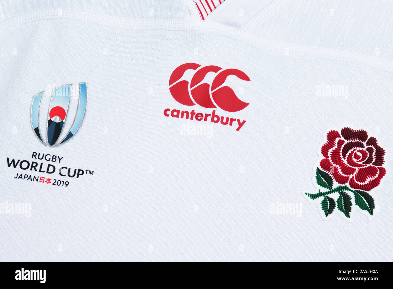 In der Nähe von England Rugby World Cup 2019 Canterbury Jersey. Stockfoto